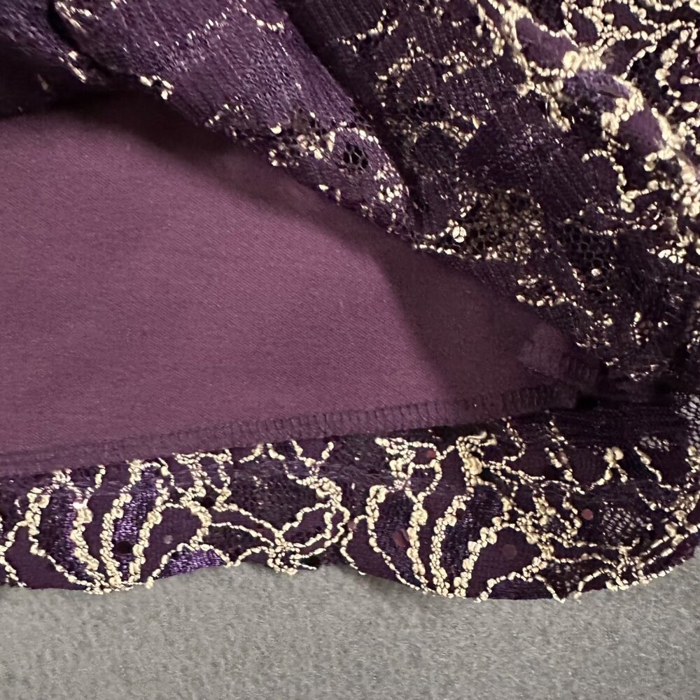 Connected Apparel Womens 8 Purple Sequin Lace Sleeveless V-Back Evening Dress - Picture 5 of 10